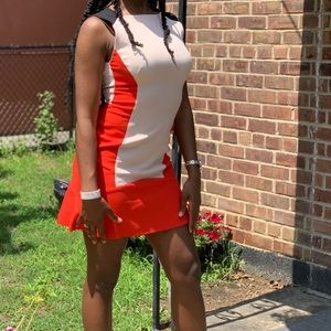 0387 Zara Color Block Fit and Flare Dress